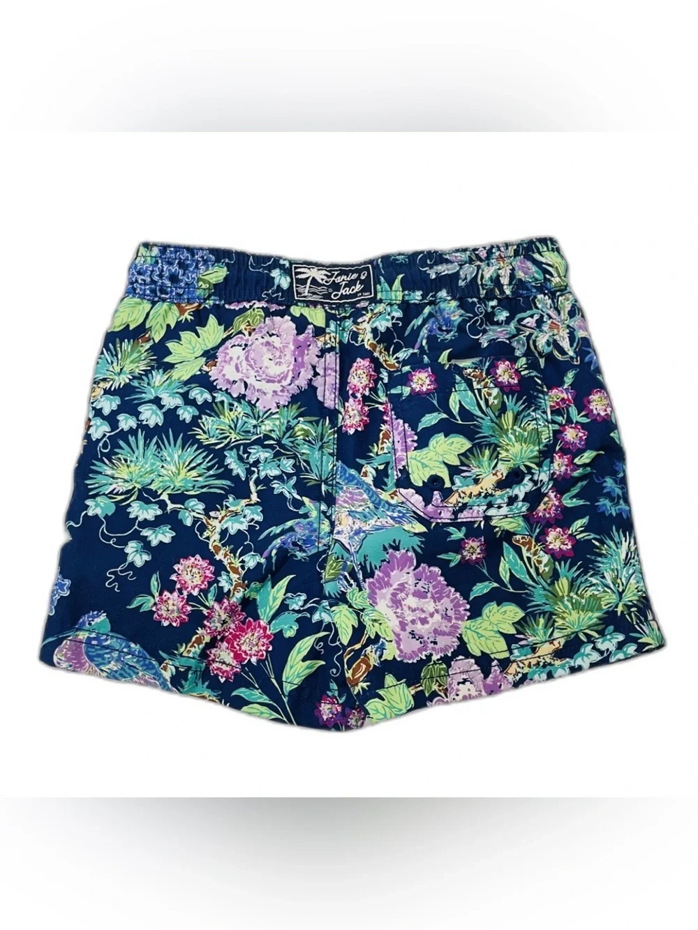 Janie and Jack Navy Floral Drawcord Athletic Shorts